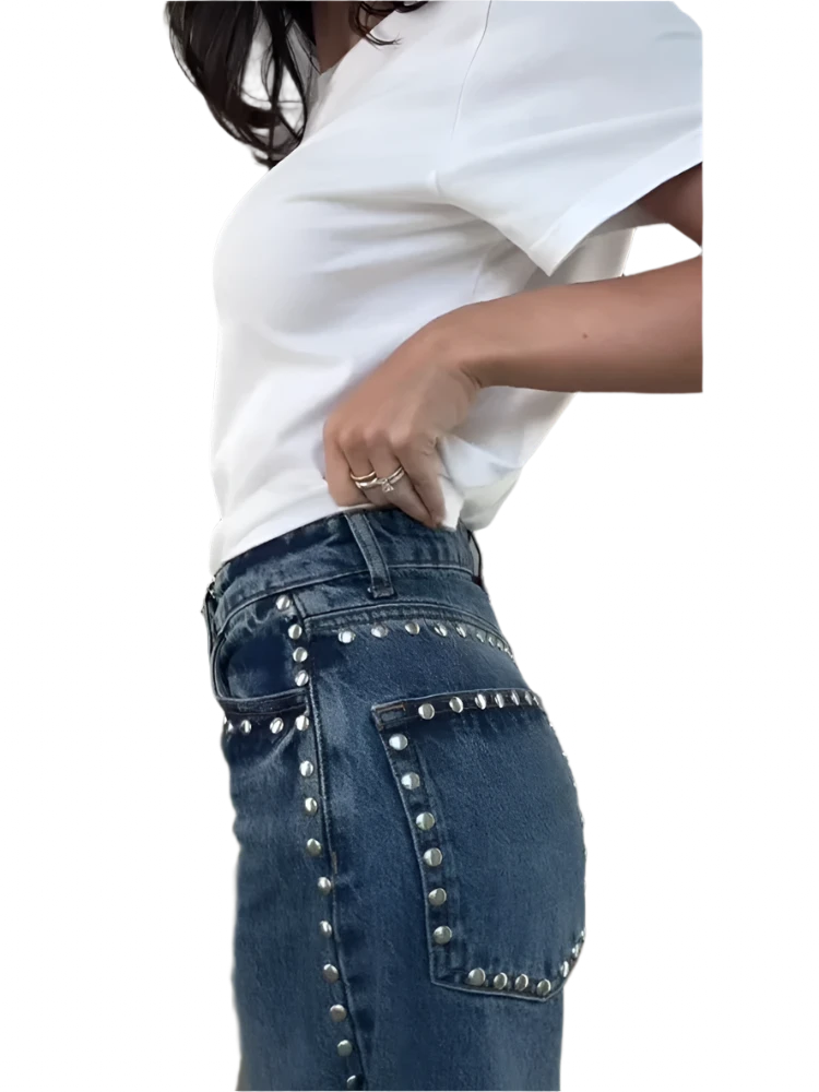 Women's High Waist Straight Baggy Wide Leg Jeans