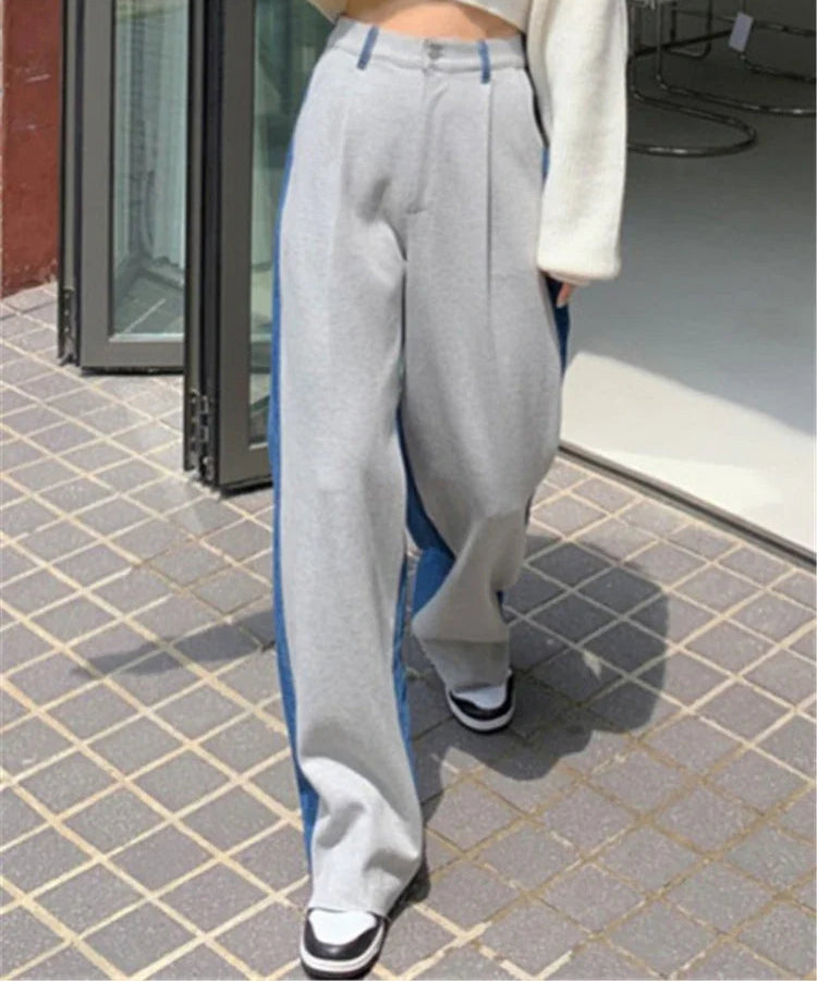 Women's Two Tone High Waist Wide Leg Jeans