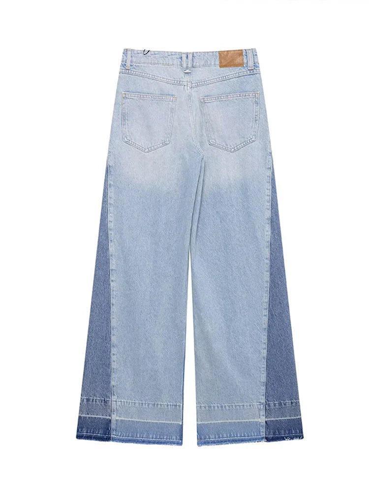 Women’s High Waist Pockets Wide Leg Denim