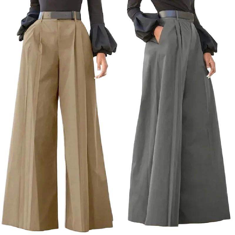 Women's Cropped Linen Comfy Baggy Trousers