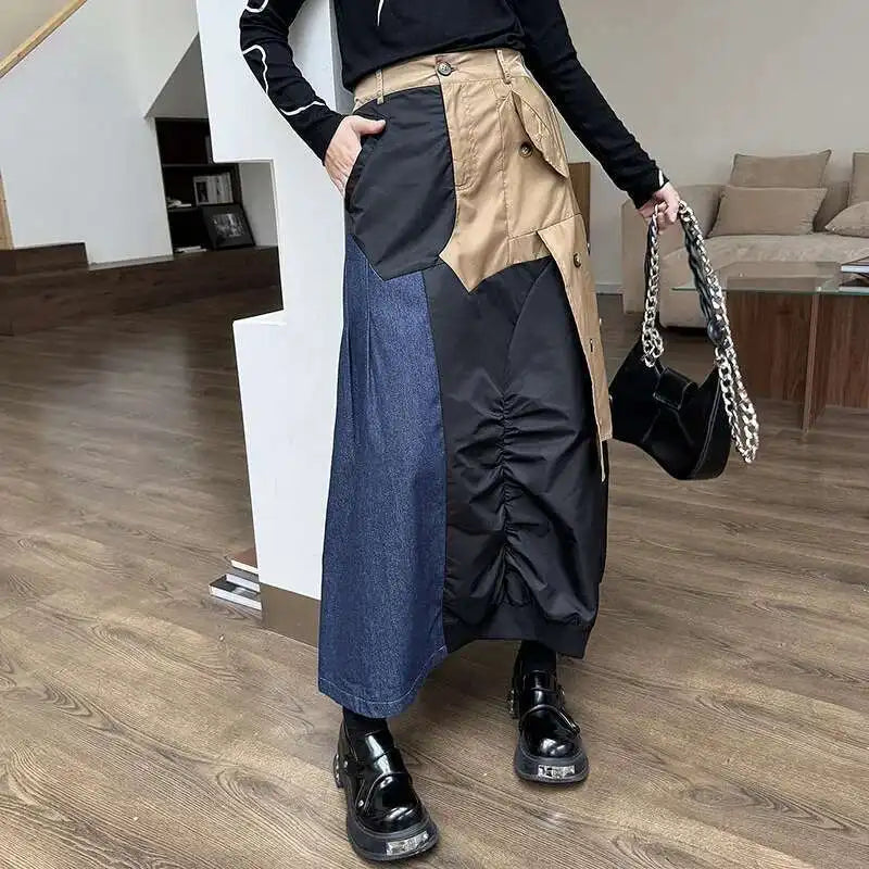 Women's High Waist Cargo Skirt