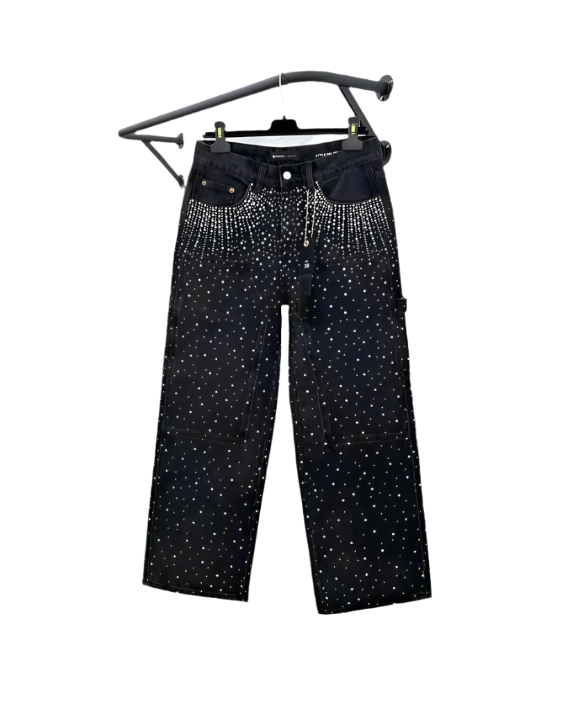 Men's Rhinestone Sequin Denim Pants