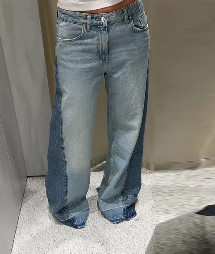 Women’s High Waist Pockets Wide Leg Denim