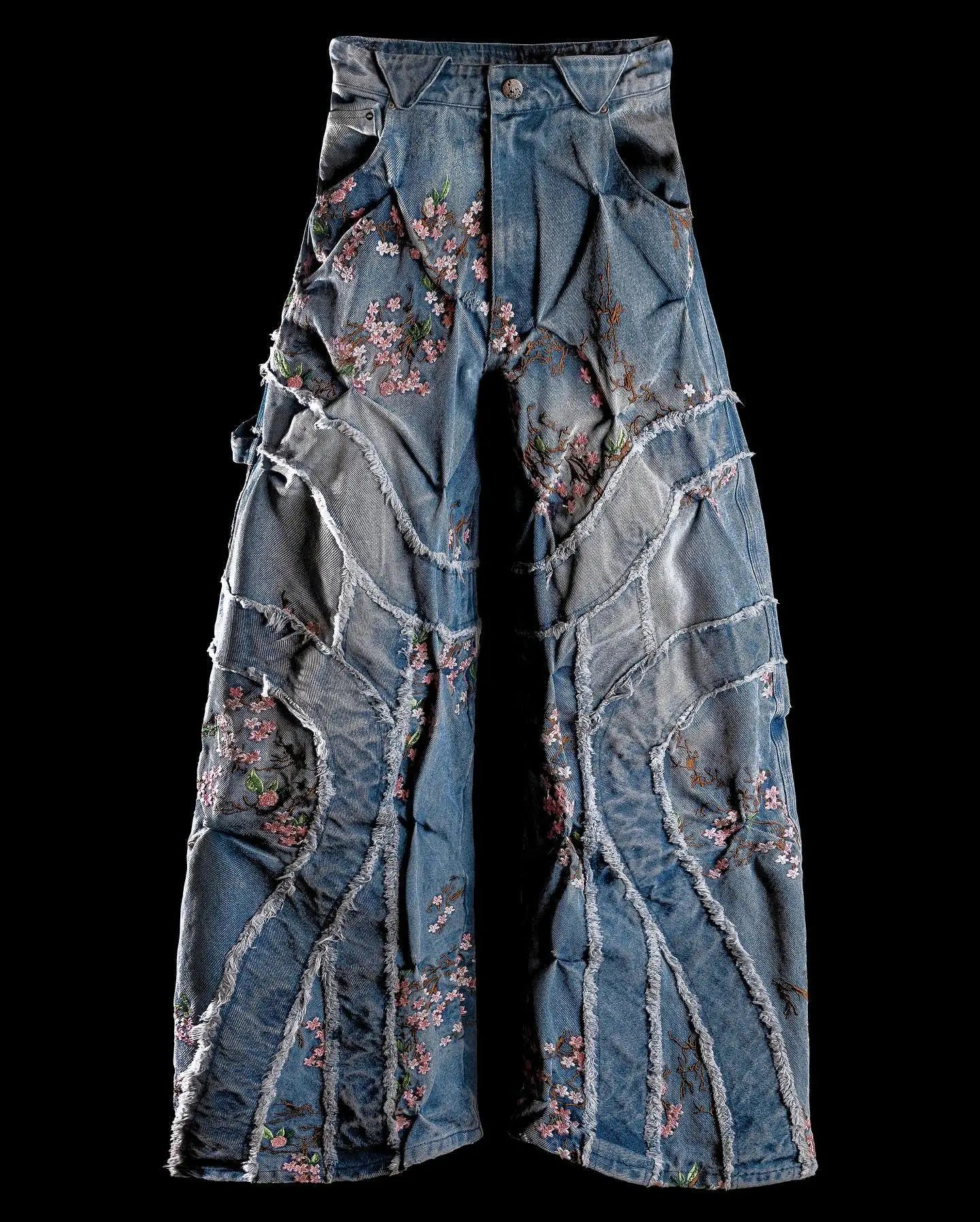 Cherry Blossom Ripped Vintage Baggy Jeans (Unisex)