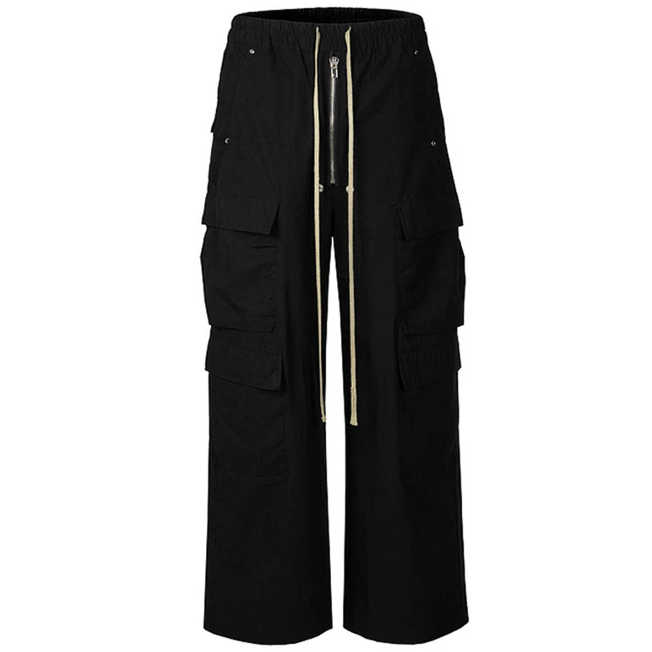 Unisex Parkway Drawstring Black Cargo Pants