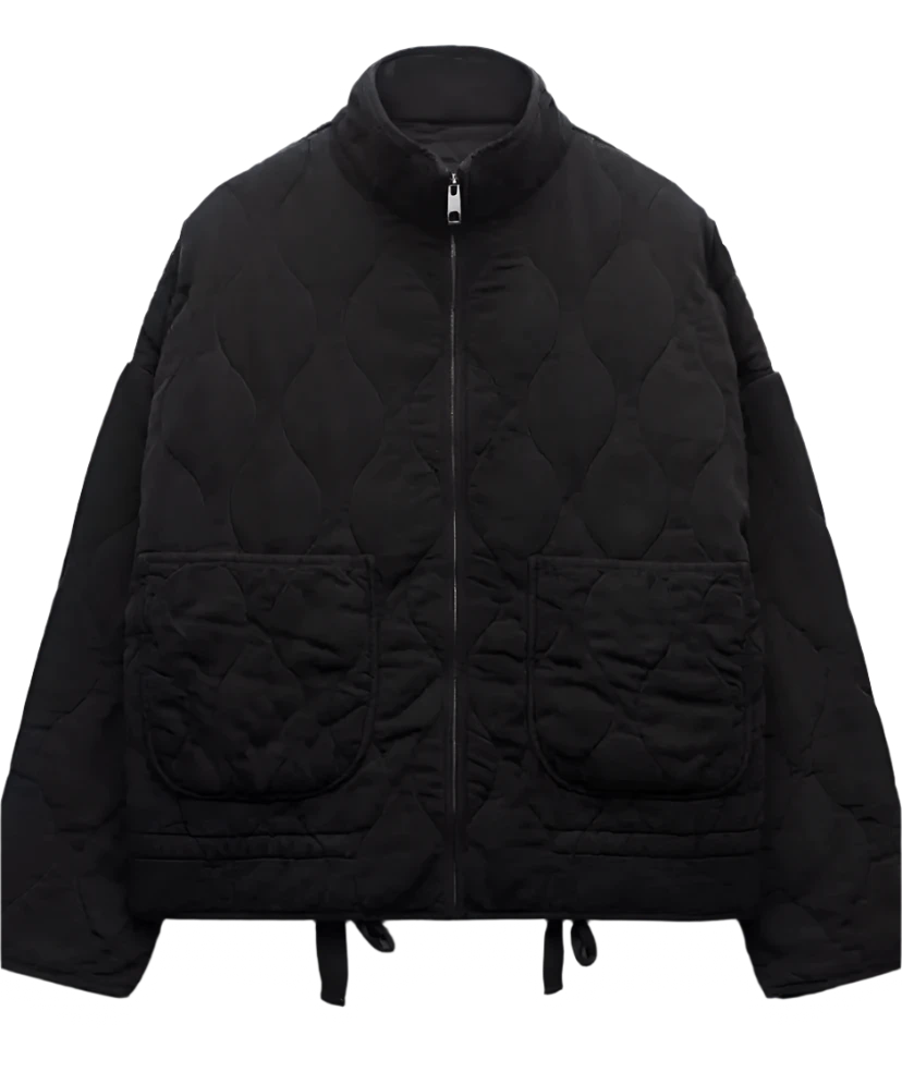 Women's High Collar Large Pocket Quilted Coat