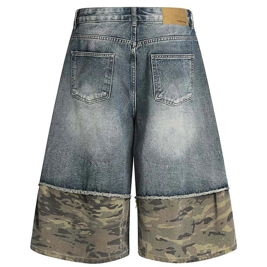 Ripped Fatigue Half Denim Shorts (Unisex)