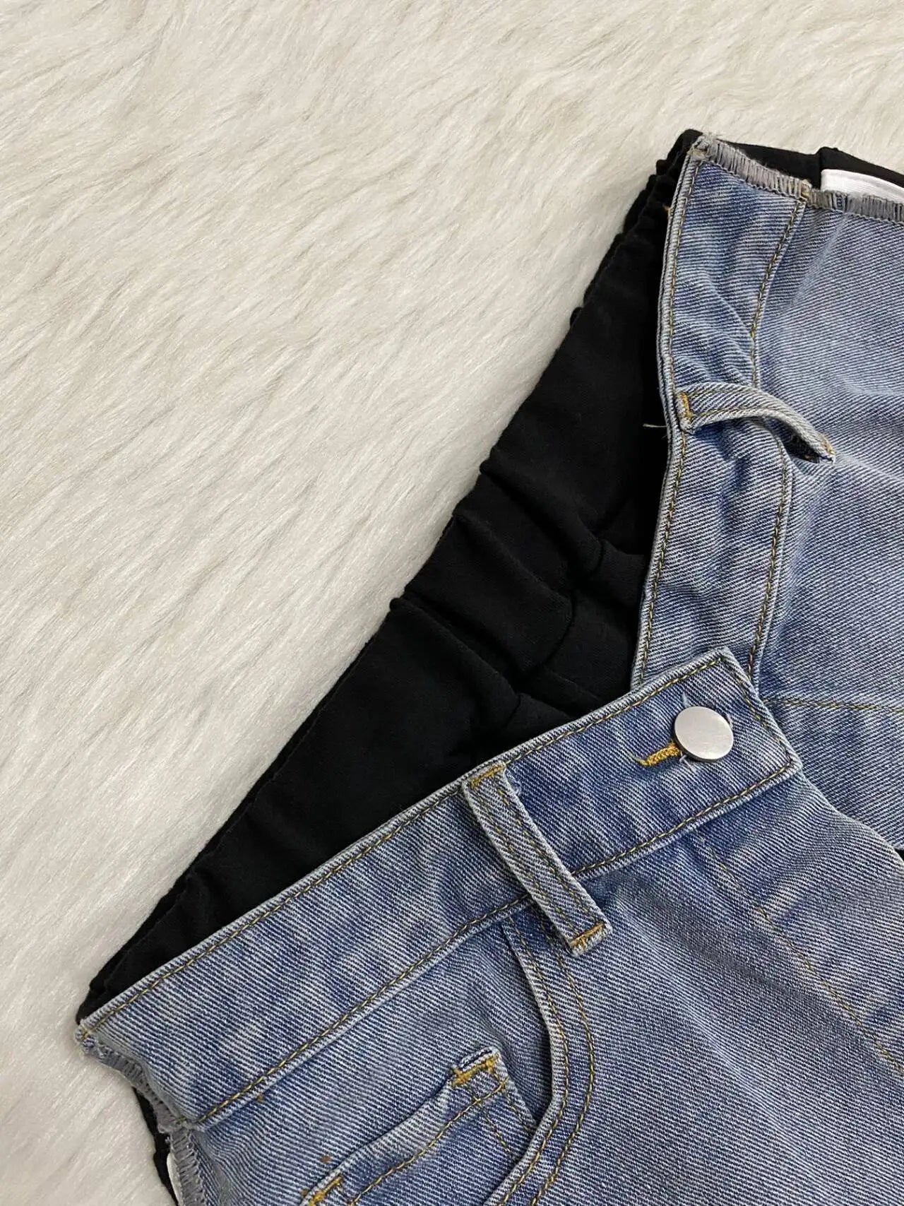 Women’s Denim Patchwork Pocket Side Wide Leg Loose Jogger Pants