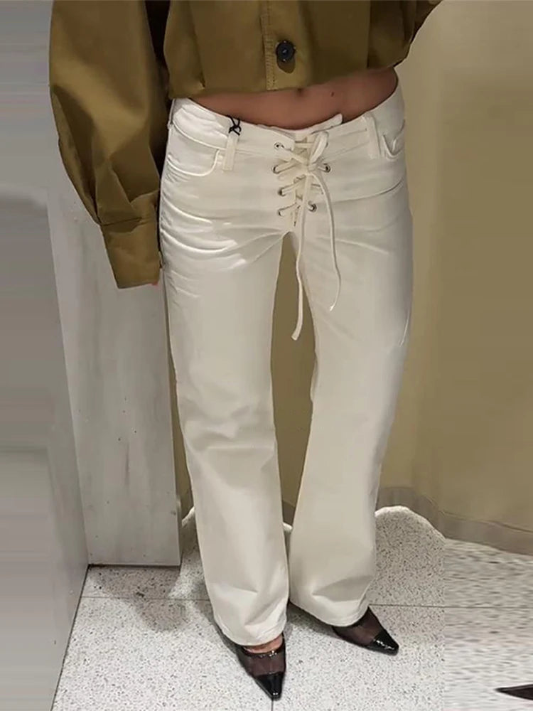 Women's Low Rise White Denim Jeans