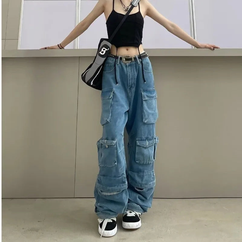 Women's Denim Workwear Multi-Pocket Jeans