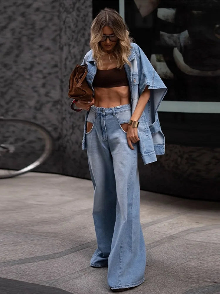 Women's Oversized Denim Two Piece Set