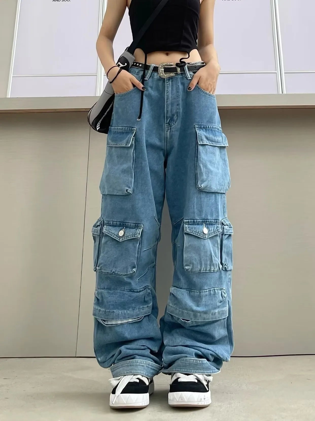 Women's Denim Workwear Multi-Pocket Jeans