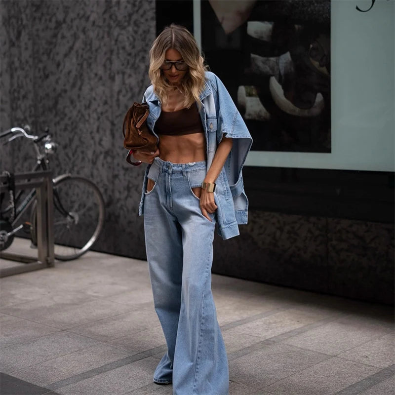 Women's Oversized Denim Two Piece Set