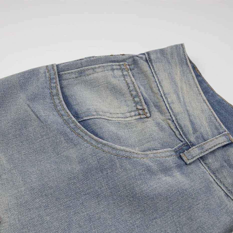 Men's Studded Ripped Jeans Shorts
