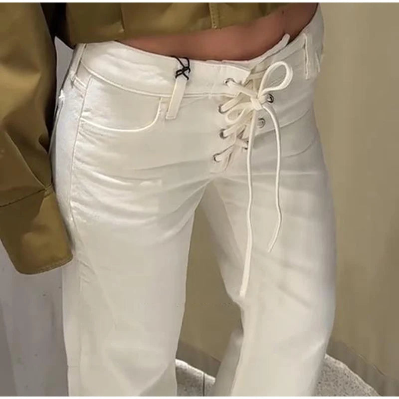 Women's Low Rise White Denim Jeans