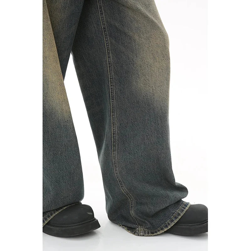 Men's Baggy Wide Leg Stone Washed Jeans