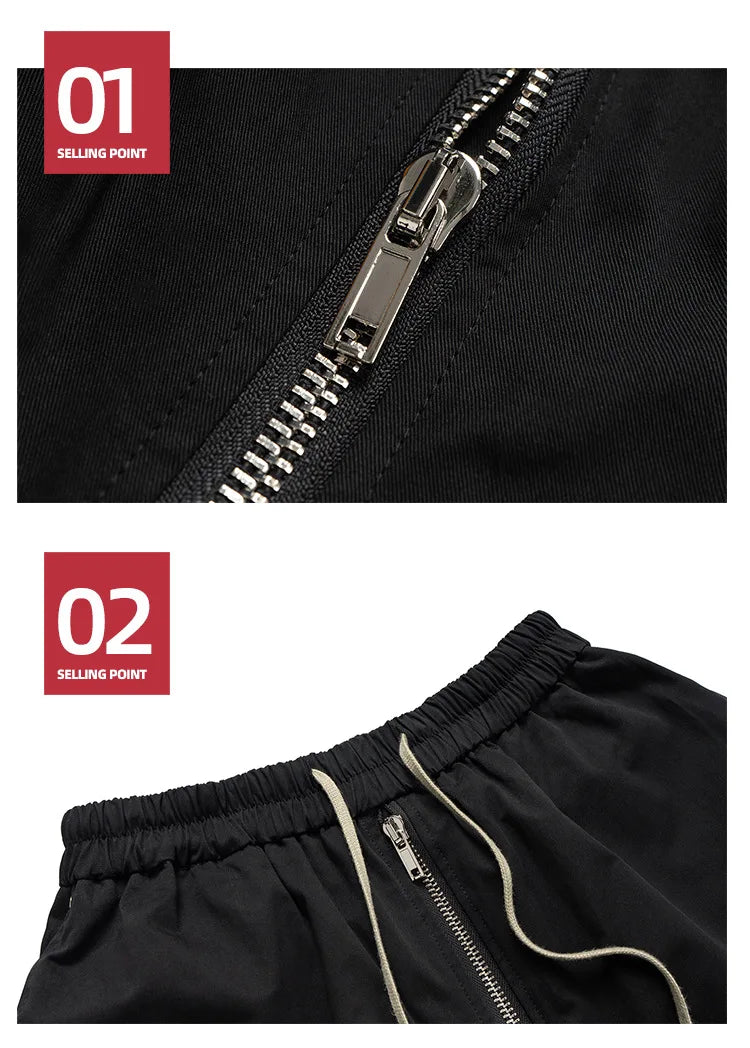 Men's Elastic Waist Black Drawstring Shorts