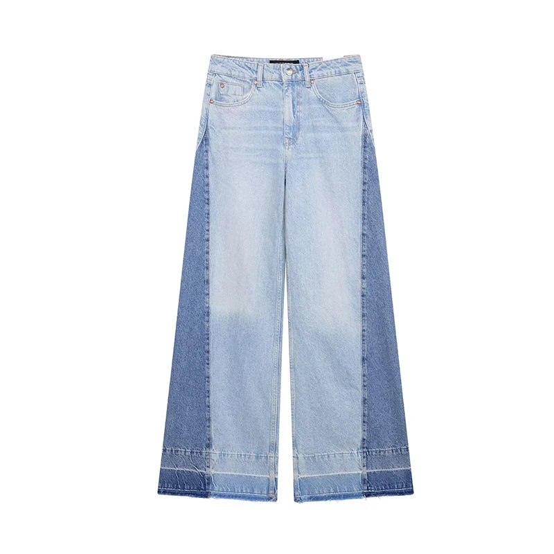 Women’s High Waist Pockets Wide Leg Denim