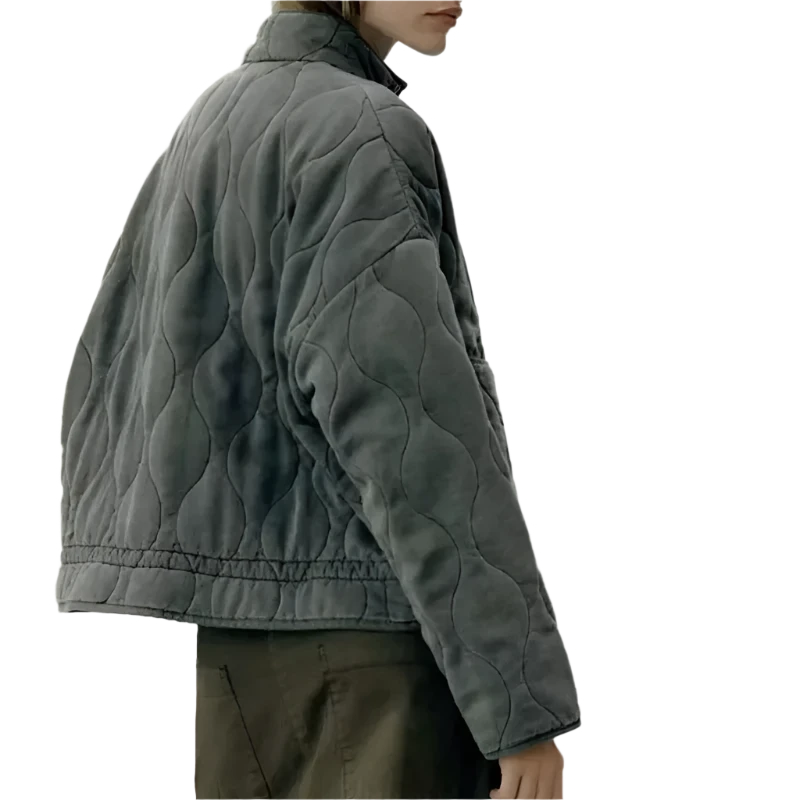 Women's High Collar Large Pocket Quilted Coat