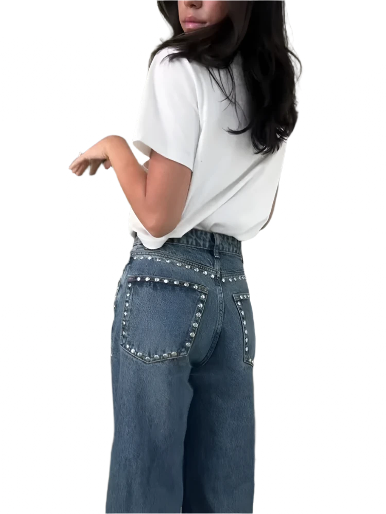 Women's High Waist Straight Baggy Wide Leg Jeans