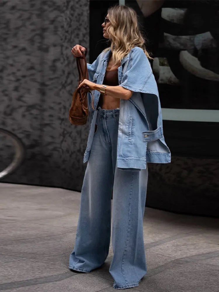 Women's Oversized Denim Two Piece Set