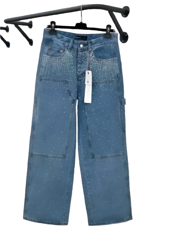 Men's Rhinestone Sequin Denim Pants