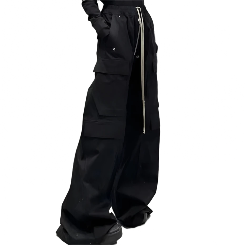 Unisex Parkway Drawstring Black Cargo Pants