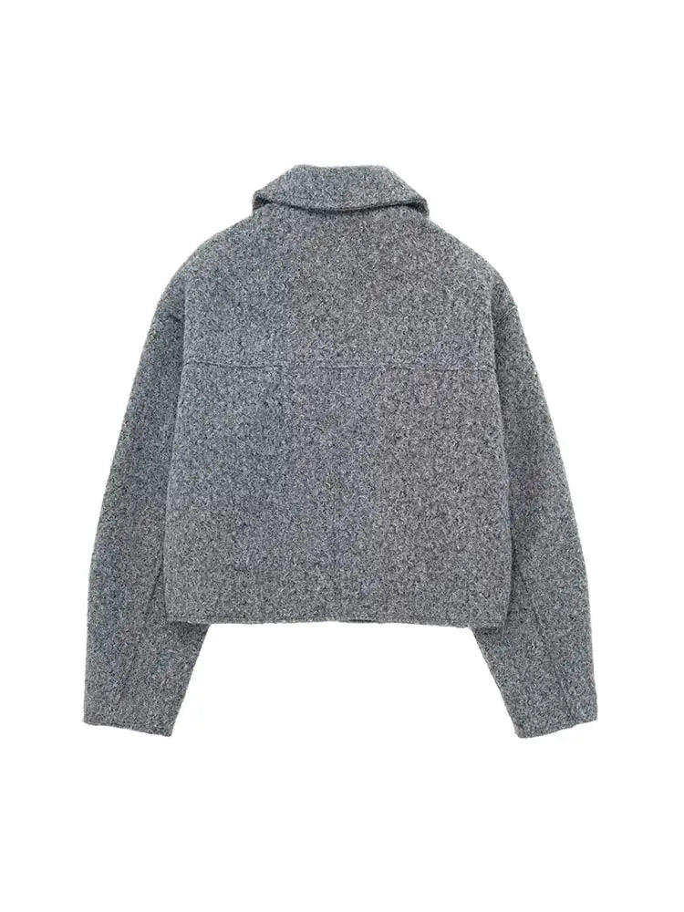 Women's Patch Pockets Flaps Cropped Jacket