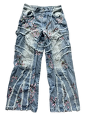 Cherry Blossom Ripped Vintage Baggy Jeans (Unisex)