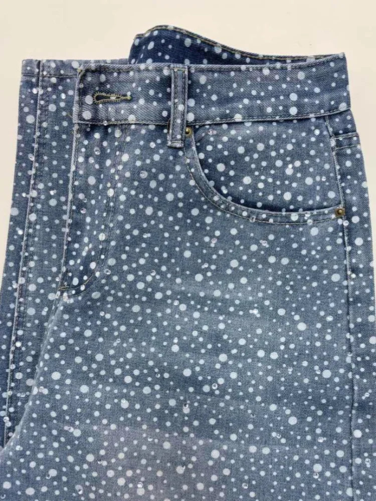 Men's Rhinestones Studded Denim Jeans Pant