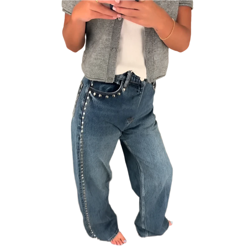 Women's High Waist Straight Baggy Wide Leg Jeans