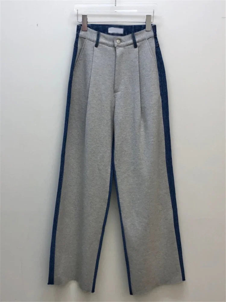 Women's Two Tone High Waist Wide Leg Jeans