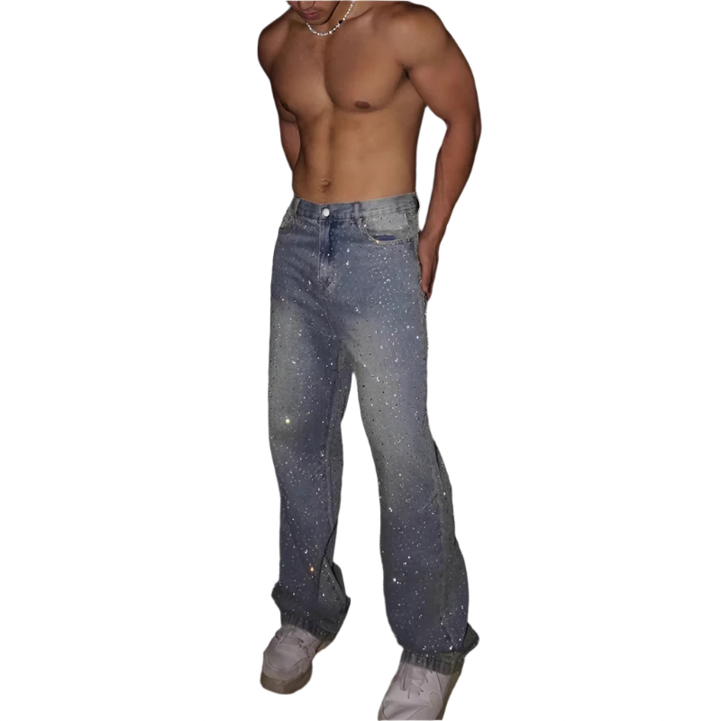 Men's Rhinestones Studded Denim Jeans Pant