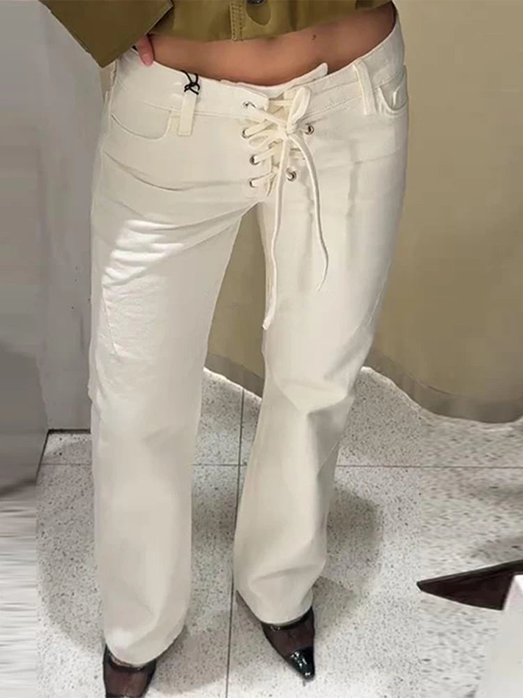 Women's Low Rise White Denim Jeans