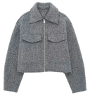 Women's Patch Pockets Flaps Cropped Jacket
