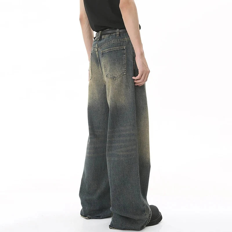 Men's Baggy Wide Leg Stone Washed Jeans