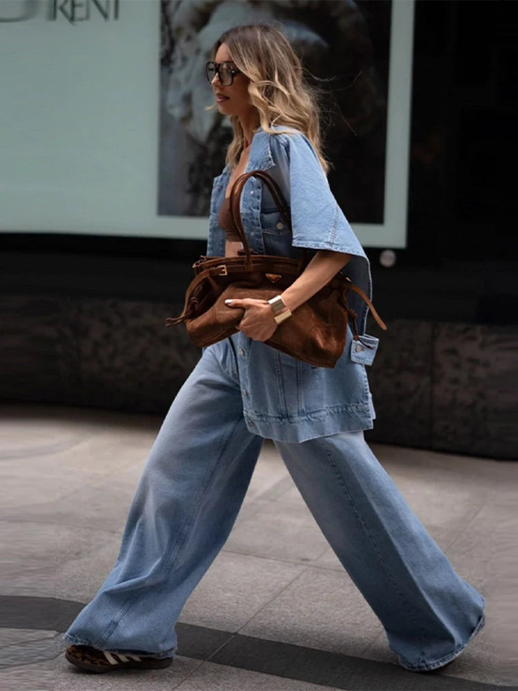 Women's Oversized Denim Two Piece Set
