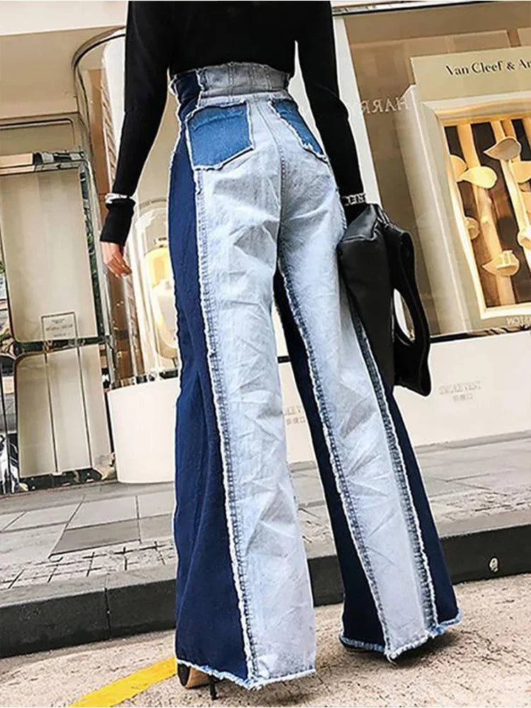 Women’s High Waisted Two Tone Denim