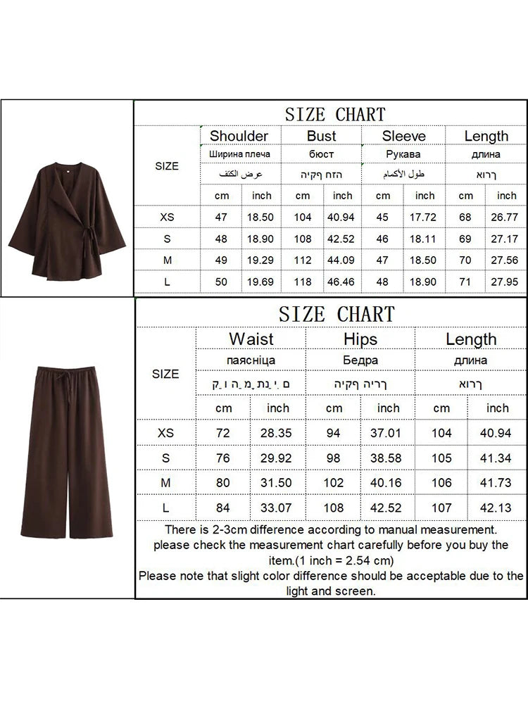 Women's Kimono Style Lace Up Set