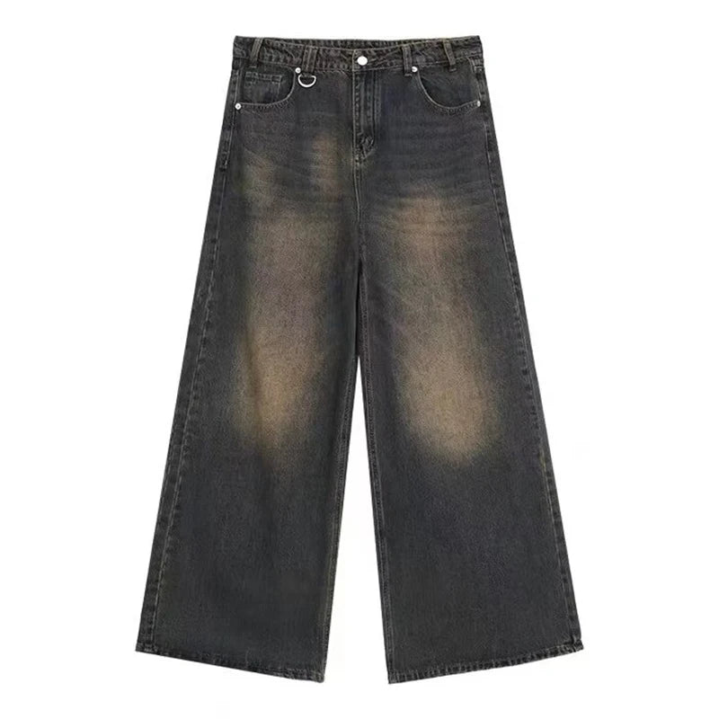 Men's Baggy Wide Leg Stone Washed Jeans