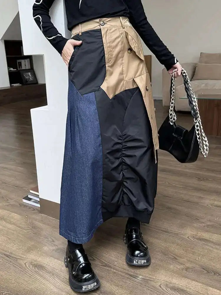 Women's High Waist Cargo Skirt