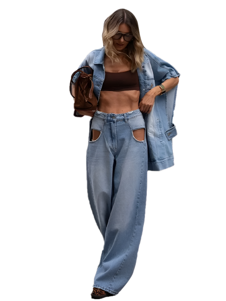 Women's Oversized Denim Two Piece Set