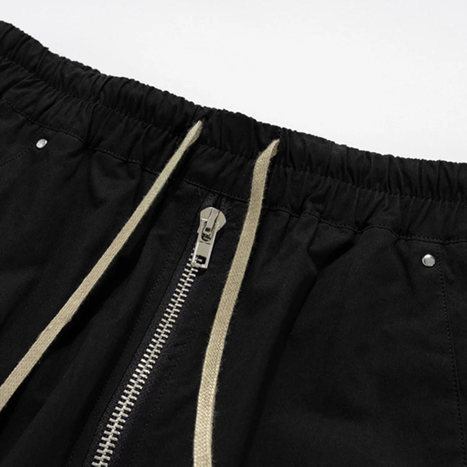 Unisex Parkway Drawstring Black Cargo Pants
