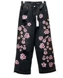 Cherry Blossom Ripped Vintage Baggy Jeans (Unisex)