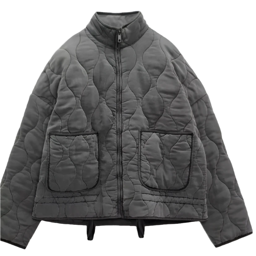 Women's High Collar Large Pocket Quilted Coat