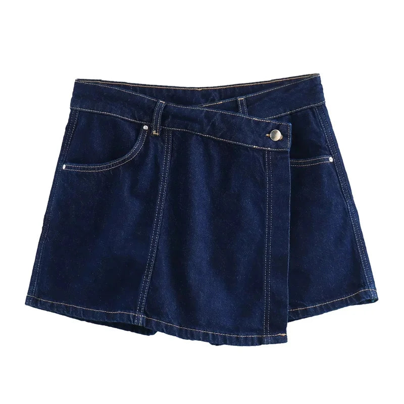 Women’s Denim Short Sleeve Cropped Shirt & Skirt