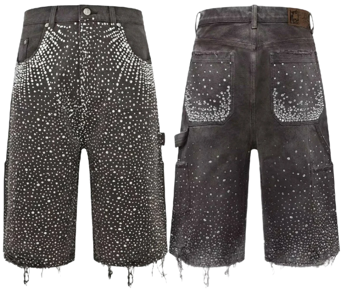 Men's Rhinestones Sequins Denim Shorts
