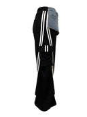 Women’s Denim Patchwork Pocket Side Wide Leg Loose Jogger Pants