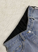 Women’s Denim Patchwork Pocket Side Wide Leg Loose Jogger Pants