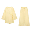 Women's Kimono Style Lace Up Set